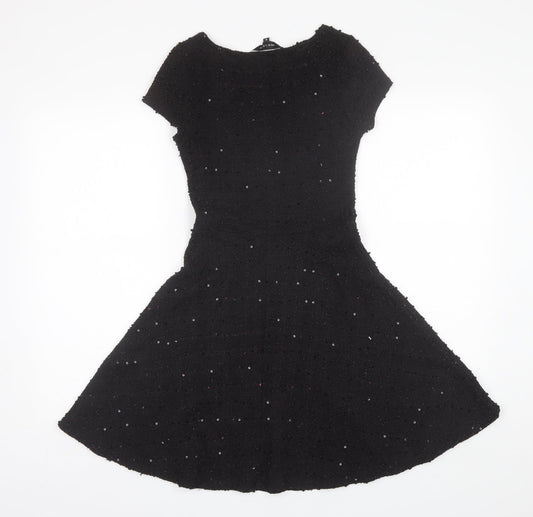 New Look Womens Black Polyester Shift Size 8 Round Neck