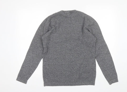 Cedar Wood State Mens Grey Round Neck Cotton Pullover Jumper Size S