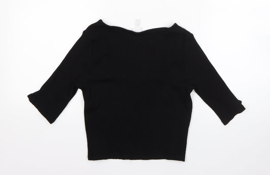 H&M Womens Black Viscose Basic Blouse Size M Round Neck