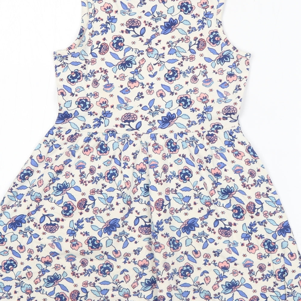 Palomino Womens White Floral Cotton Shift Size 6 Round Neck