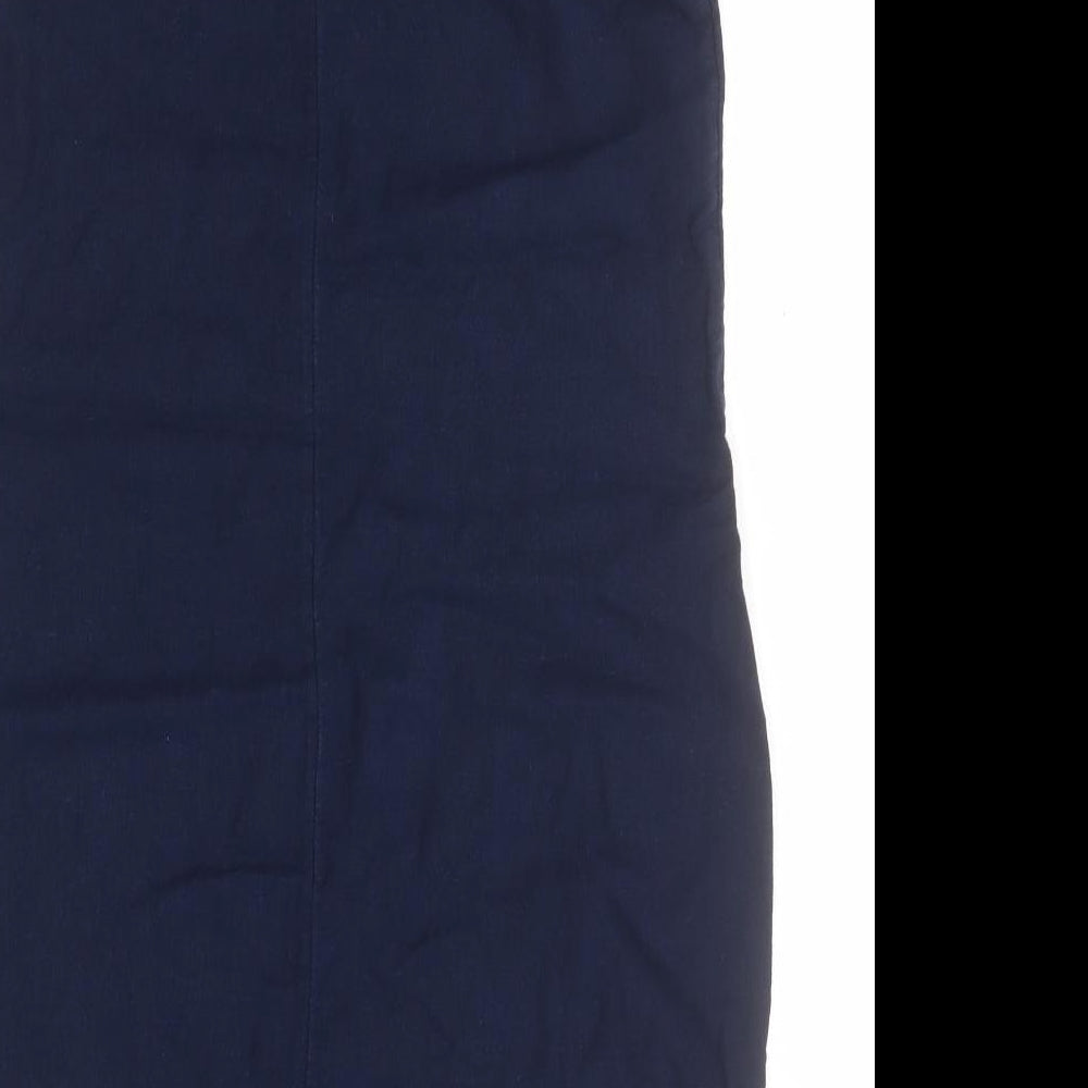 Marks and Spencer Womens Blue Flax Pencil Dress Size 12 Round Neck