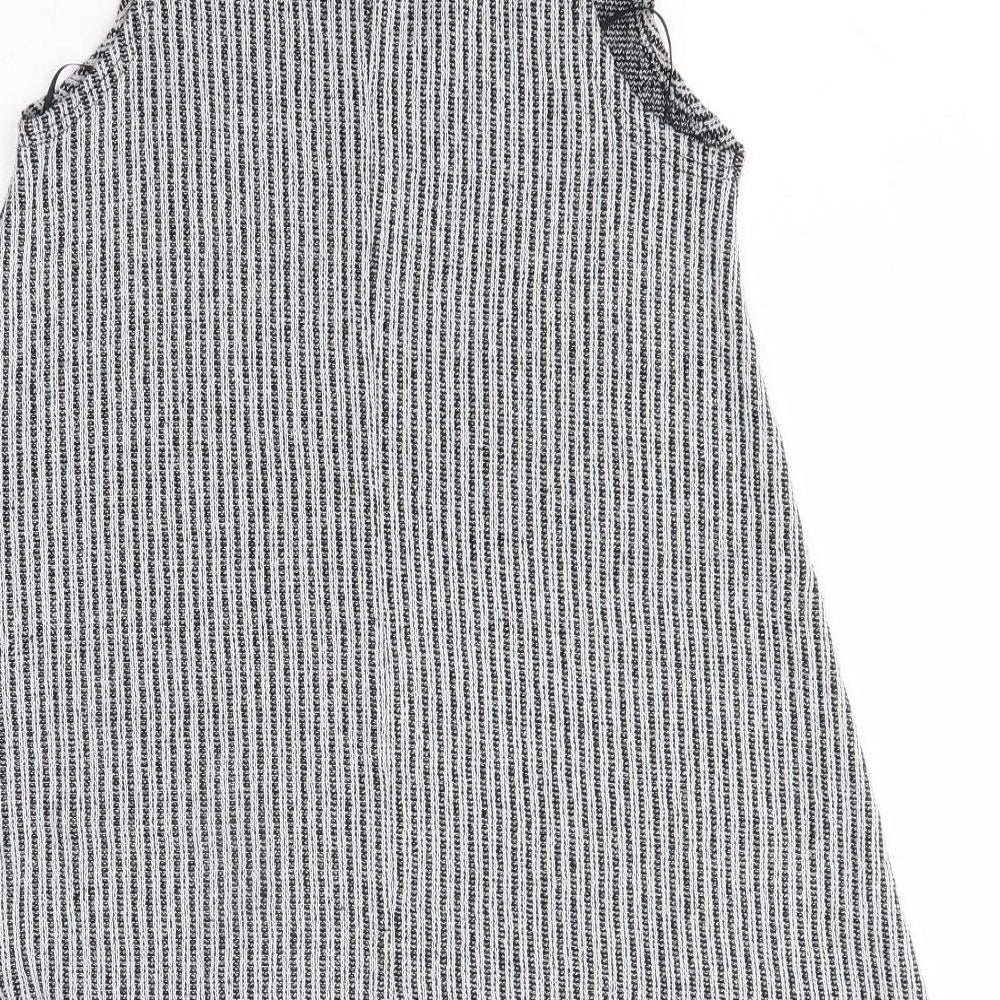 Primark Womens Grey Striped Polyester Mini Size 8 Round Neck