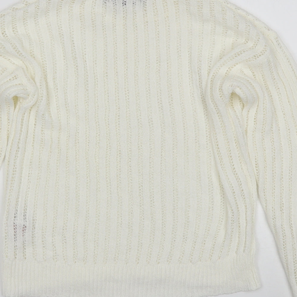 Primark Womens White Round Neck Acrylic Pullover Jumper Size XS
