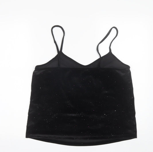 George Womens Black Polyester Camisole Blouse Size 12 V-Neck