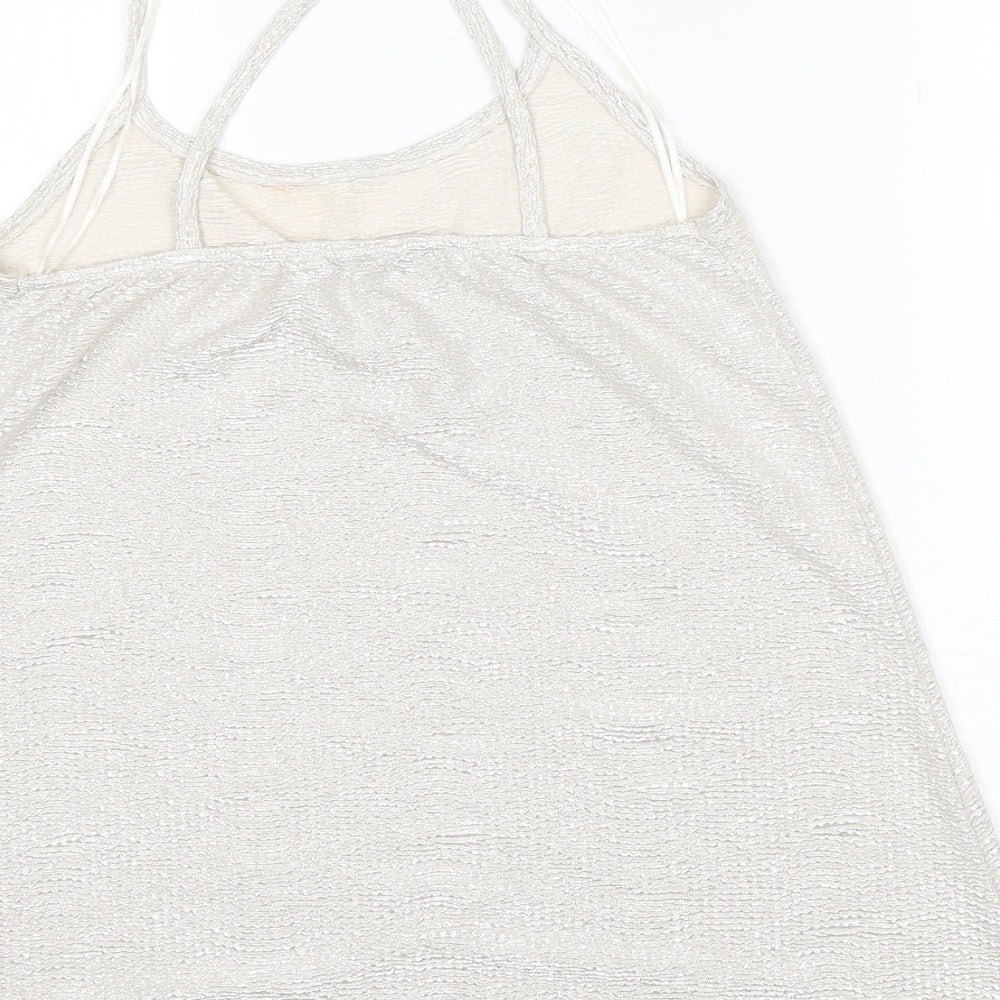 Womens UK Size 8 River Island Silver Camisole Tank