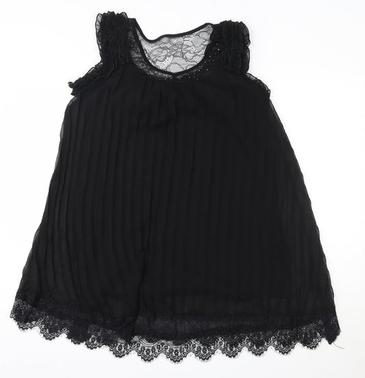 LUNA Womens Black Polyester Tank Dress Size S Round Neck