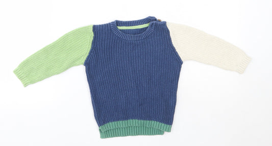 M&S Baby Multicoloured 100% Cotton Pullover Jumper Size 9-12 Months