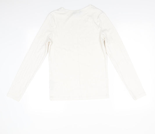 Womens UK Size 14 New Look Ivory Jersey T-Shirt