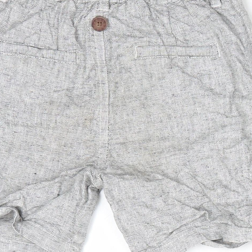 Primark Boys Grey Check Linen Dungarees Trousers Size 2-3 Years Regular Button - Linen Look trousers