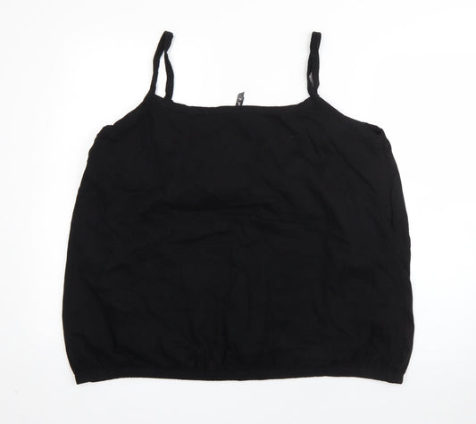 BM Womens Black Cotton Basic Blouse Size XL Square Neck