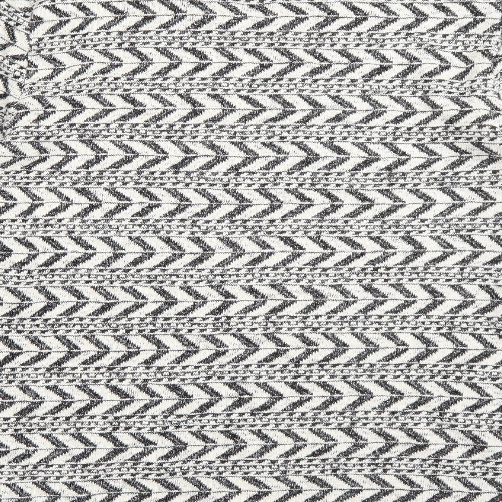 TU Womens White Round Neck Striped Cotton Pullover Jumper Size 18