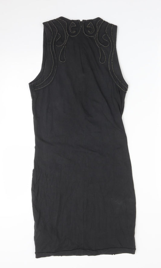 H&M Womens Grey Cotton Bodycon Size 10 Round Neck