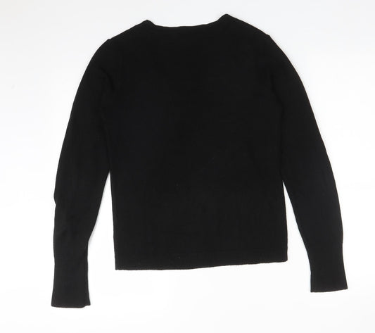 Primark Womens Black Acrylic Basic T-Shirt Size XS V-Neck