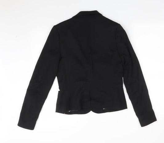 H&M Womens Black Polyester Jacket Suit Jacket Size 12