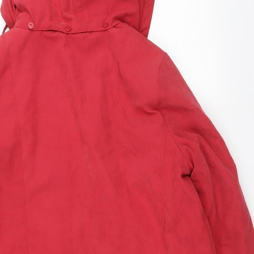 Brand and care label for Bonmarché women’s red overcoat coat, size L
