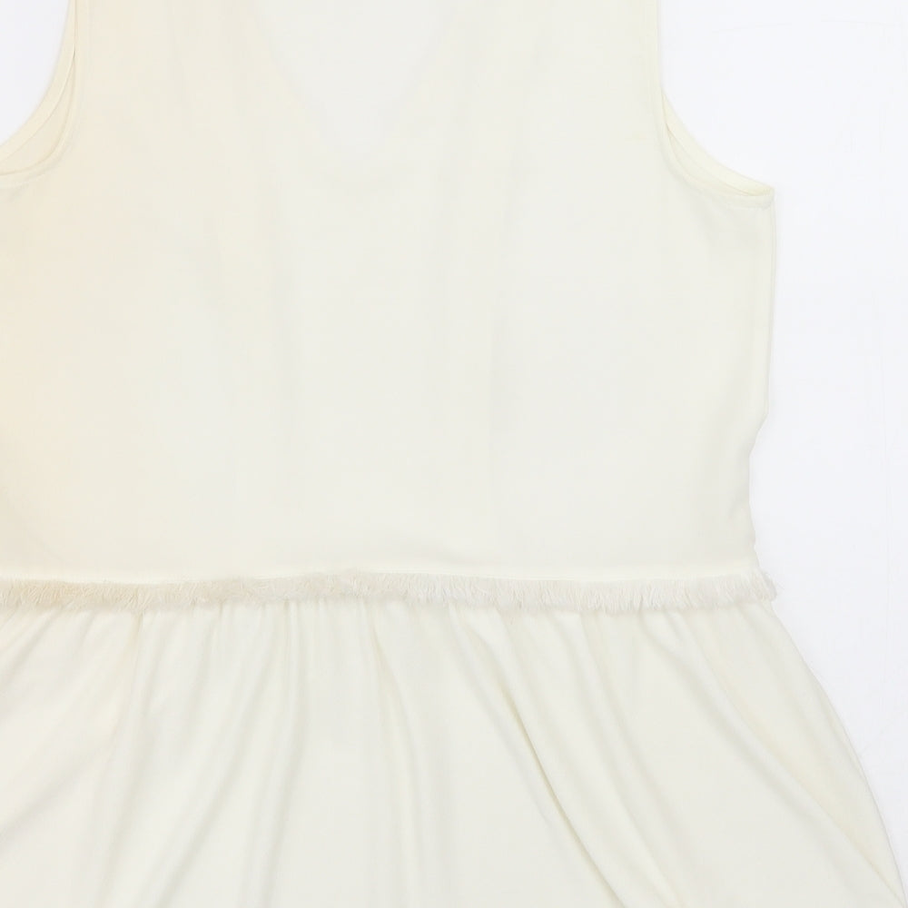 NEXT Womens Ivory Polyester A-Line Size 6 V-Neck