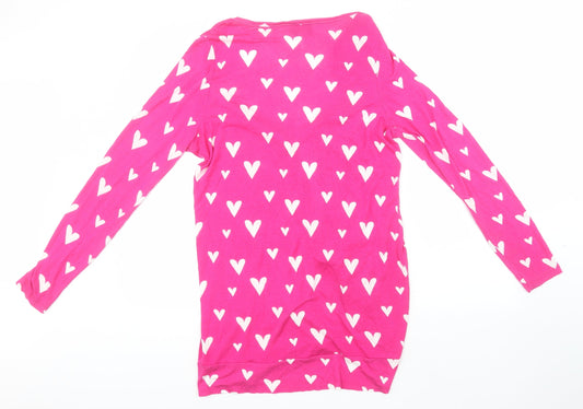 Back view of Be You women’s pink round neck geometric viscose cardigan jumper, size UK 16