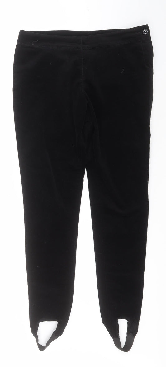 Marks and Spencer Womens Black Cotton Trousers Size 12 L28 in Regular