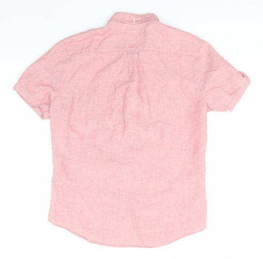 NEXT Womens Pink Linen Basic Button-Up Size M Collared