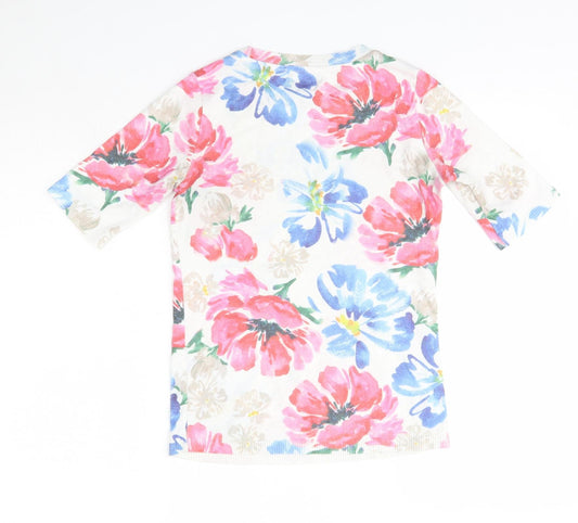Matalan Womens Multicoloured Floral Polyester Basic Blouse Size 8 Round Neck