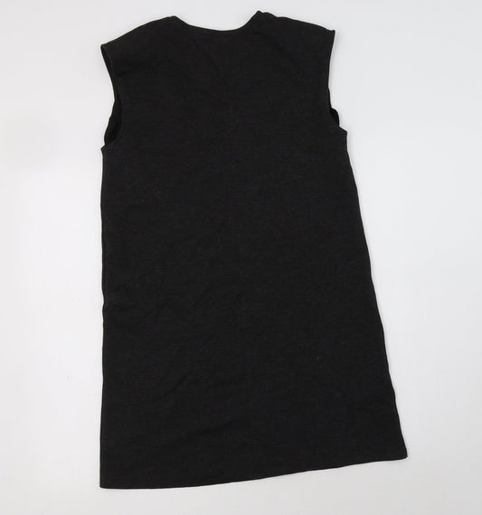 Zara Womens Grey Viscose A-Line Size S Crew Neck