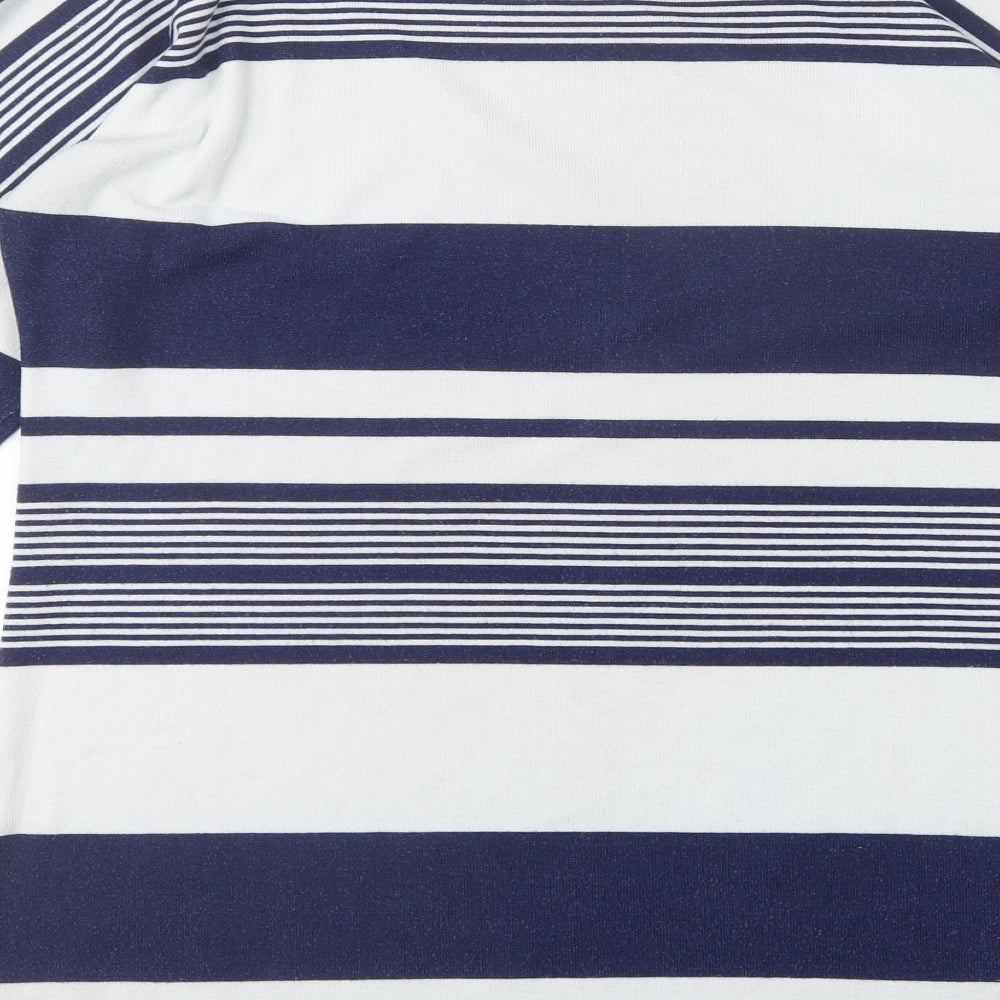 F&F Womens Multicoloured Round Neck Striped Polyester Pullover Jumper Size 14