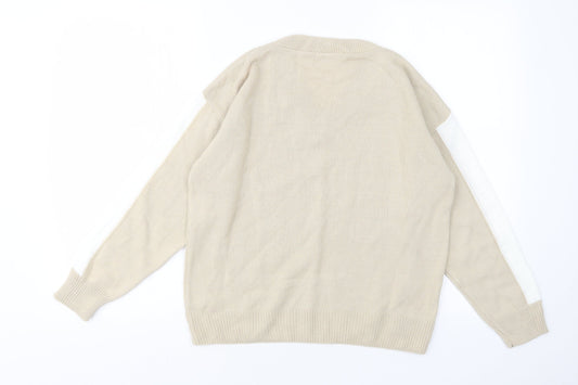 I SAW IT FIRST Womens Beige V-Neck Pullover Jumper Size XL