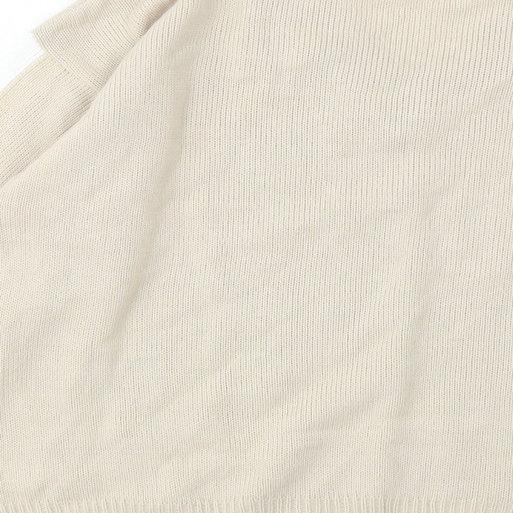 Brand and care label for I SAW IT FIRST women’s beige v-neck jumper, size XL
