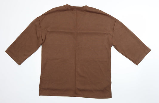 Primark Womens Brown Round Neck Viscose Pullover Jumper Size S