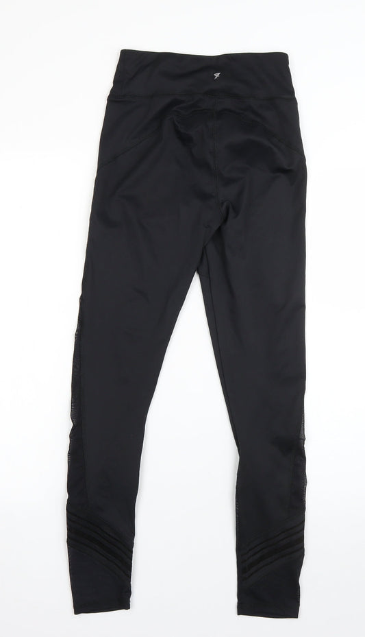 Workout Womens Black Polyester Compression Leggings Size XS L26 in Regular