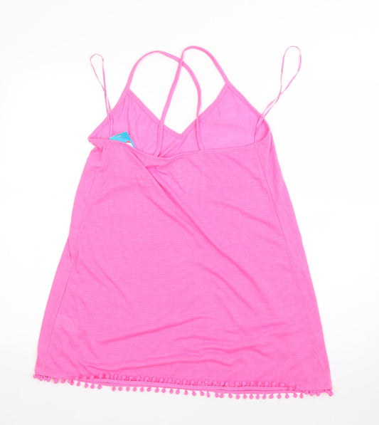 Papaya Womens Pink Polyester Basic Blouse Size S Square Neck