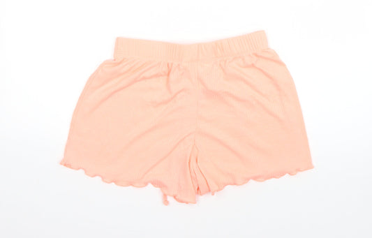 Primark Womens Orange Viscose Hot Pants Shorts Size 2XS Regular Drawstring