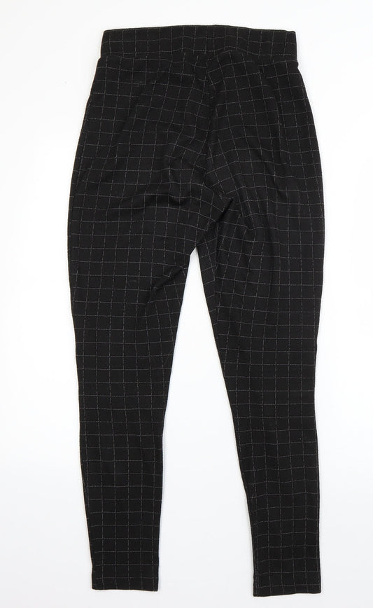 F&F Womens Black Check Viscose Dress Pants Trousers Size 12 L26 in Regular