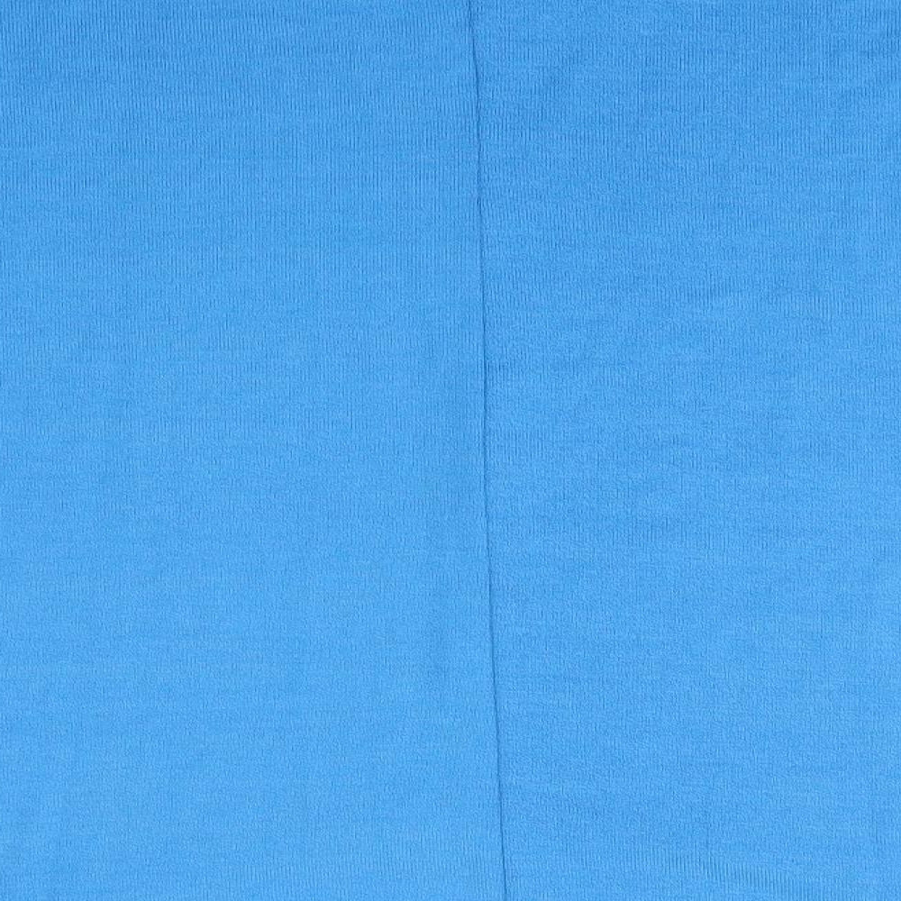 Brand and care label for Zansea women’s blue round neck polyester jumper, size L, - sky blue subtle batwing
