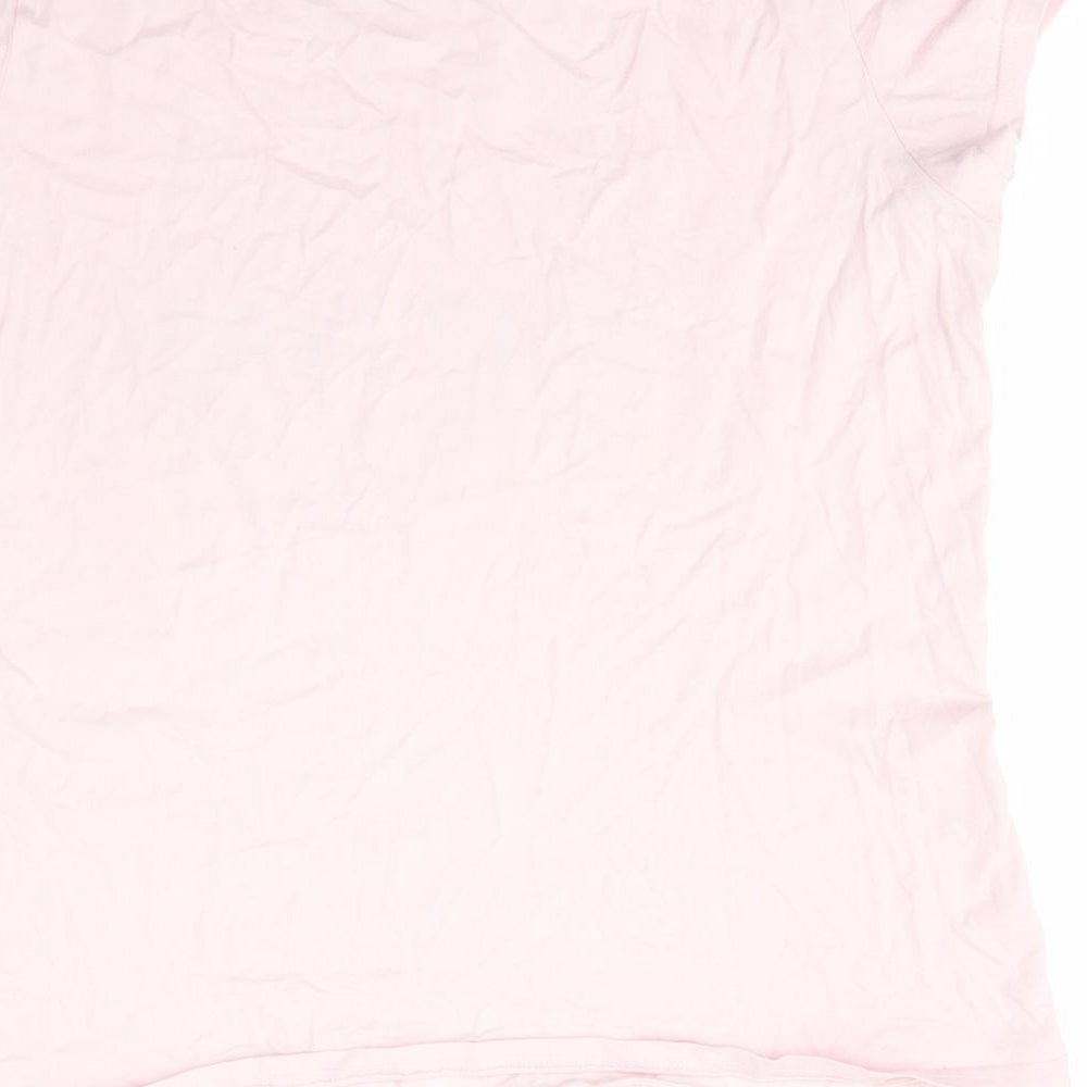 Brand and care label for Disney women’s pink animal print cotton top pyjama top, size UK 12, - pale pink mickey mouse