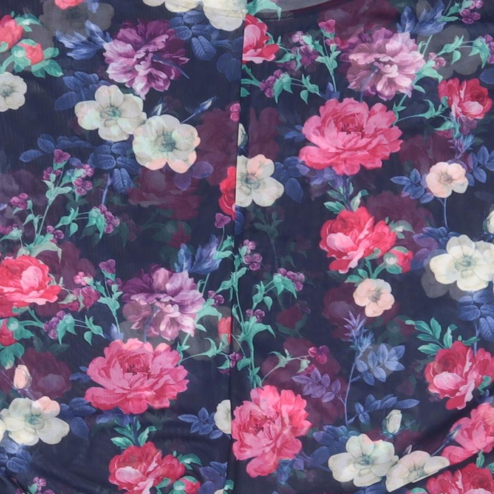 Atmosphere Womens Purple Floral Polyester Basic Blouse Size 14 Round Neck