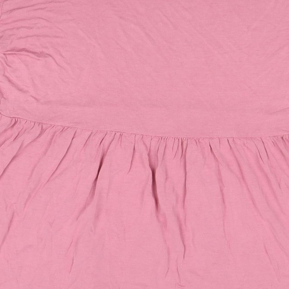 Brand and care label for In the Style women’s pink viscose a-line, size UK 10, round neck