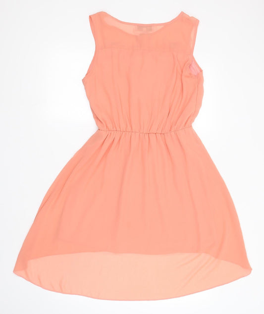 Cameo Rose Womens Orange Polyester A-Line Size 12 Round Neck