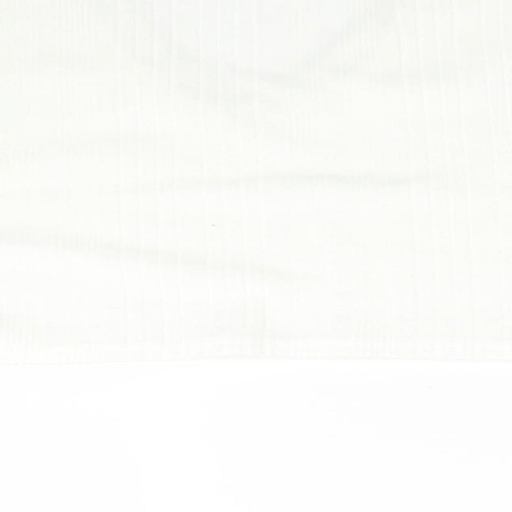 SheIn Womens White Striped Polyester Cropped T-Shirt Size S V-Neck