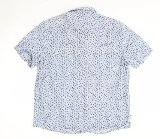 George Mens Blue Cotton Button-Up Size XL Collared