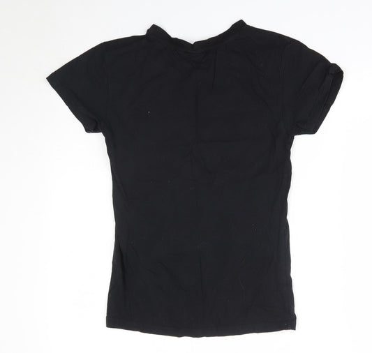 Primark Womens Black 100% Cotton Basic T-Shirt Size 2XS Round Neck