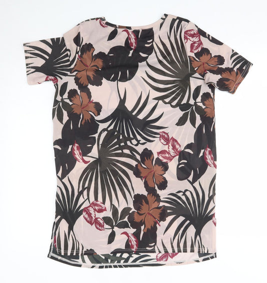 River Island Womens Multicoloured Floral Polyester T-Shirt Dress Size 8 Round Neck