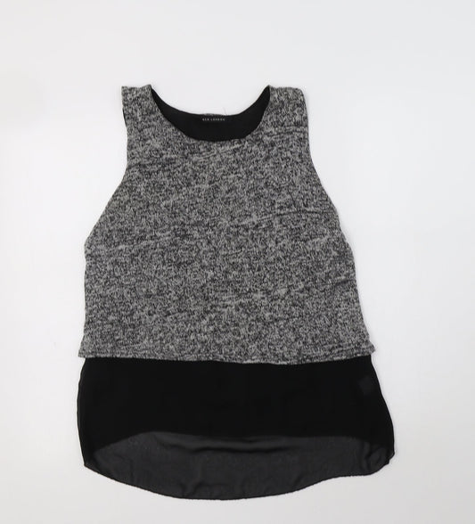 Additional front view of QED London women’s grey acrylic basic blouse, size S, round neck