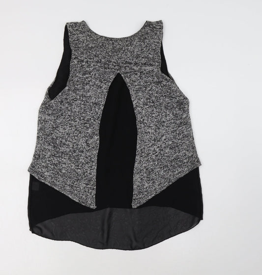 QED London Womens Grey Acrylic Basic Blouse Size S Round Neck