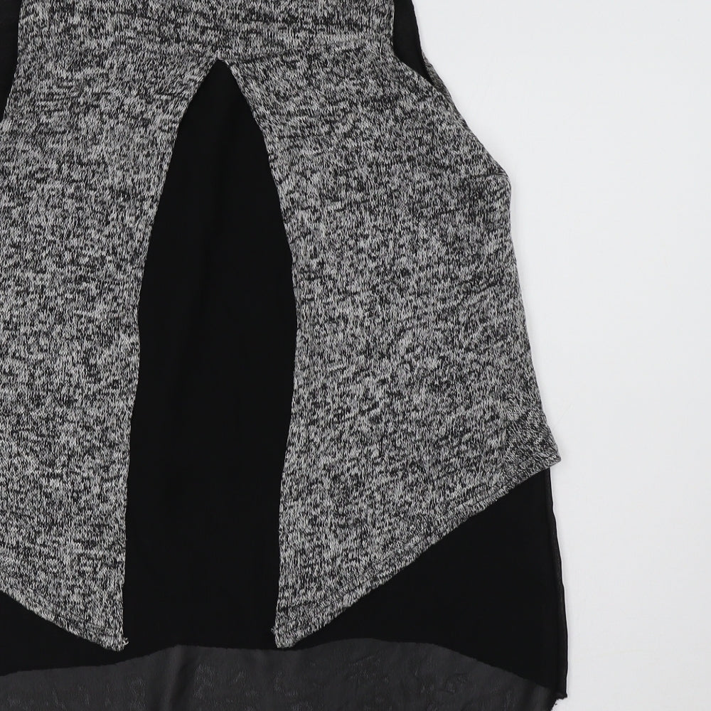 QED London Womens Grey Acrylic Basic Blouse Size S Round Neck