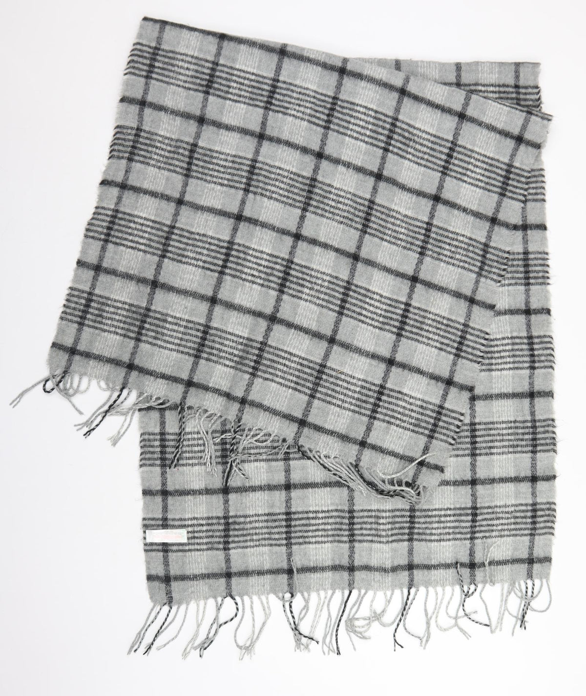Front view of Primark women’s grey plaid acrylic scarf