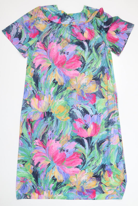 Preworn Womens Multicoloured Geometric T-Shirt Dress Round Neck
