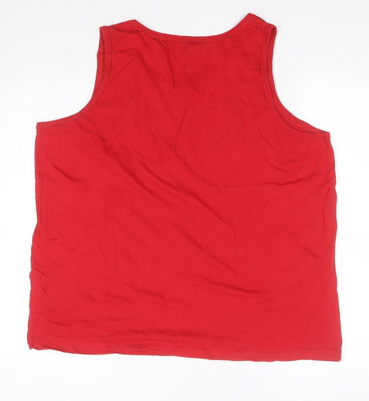 Atlas Mens Red Cotton Basic Tank Size XL Round Neck