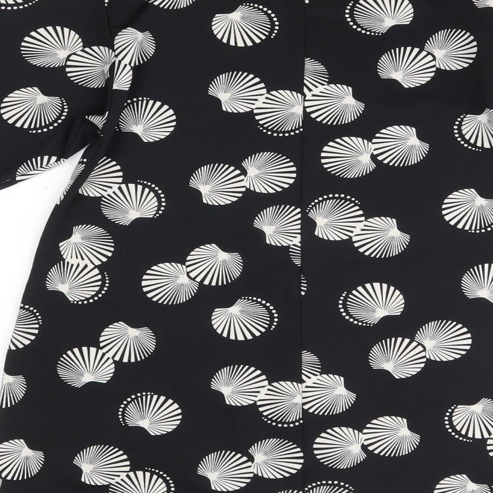 Evie Womens Black Floral Polyester Pencil Dress Size 10 Round Neck