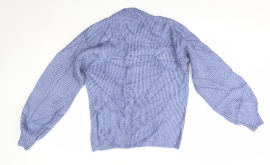 George Womens Blue V-Neck Acrylic Pullover Jumper Size S